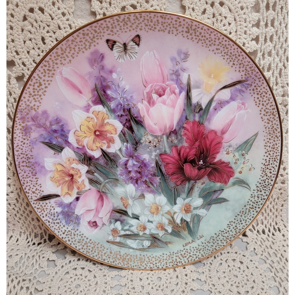 Vtg 1991 Tulip Ensemble Plate #2 Symphony of Shimmering Beauty Lena Liu Numbered